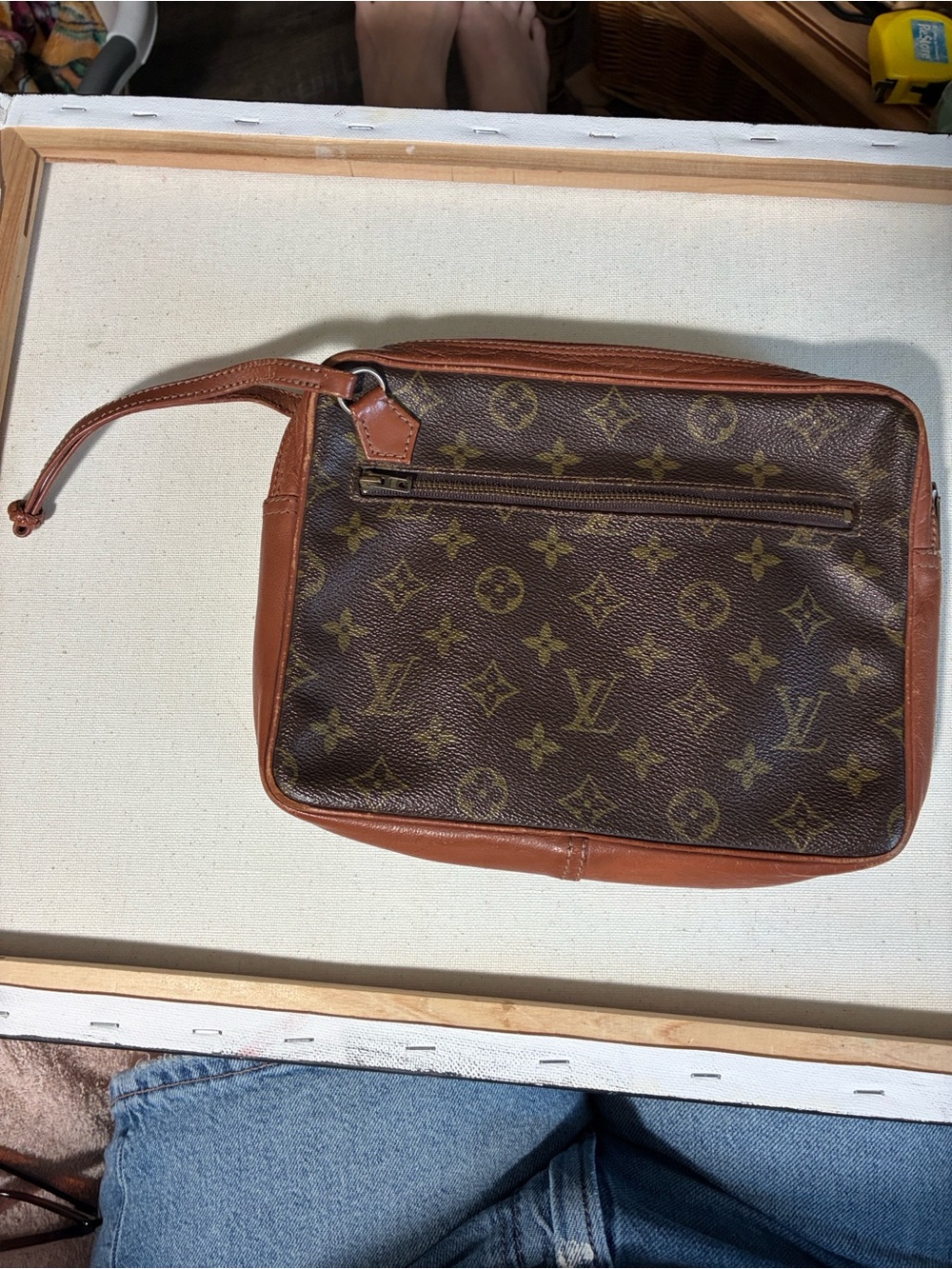 Louis Vuitton Vintage Brown Monogram Clutch Bag,Made in Sacspo, France Code 821